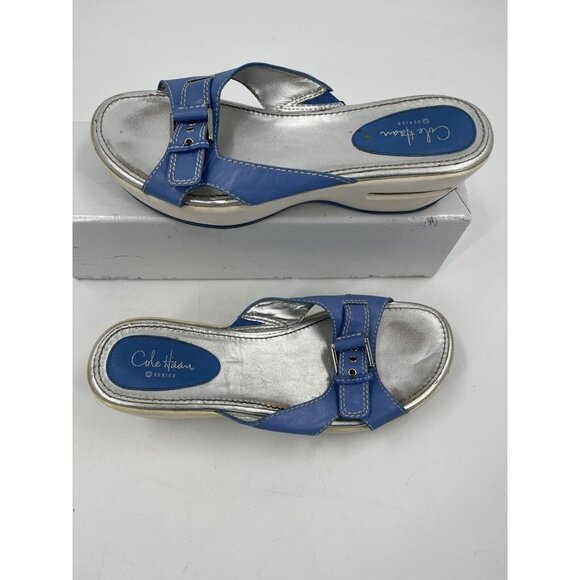 Cole Haan Blue Silver And White Sole NikeAir Wedge Buckle Size 7.5 D21967 - Picture 11 of 15